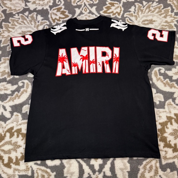Amiri 22” Palm Tree Jersey Black Tee Mens Size Large - Picture 3 of 3